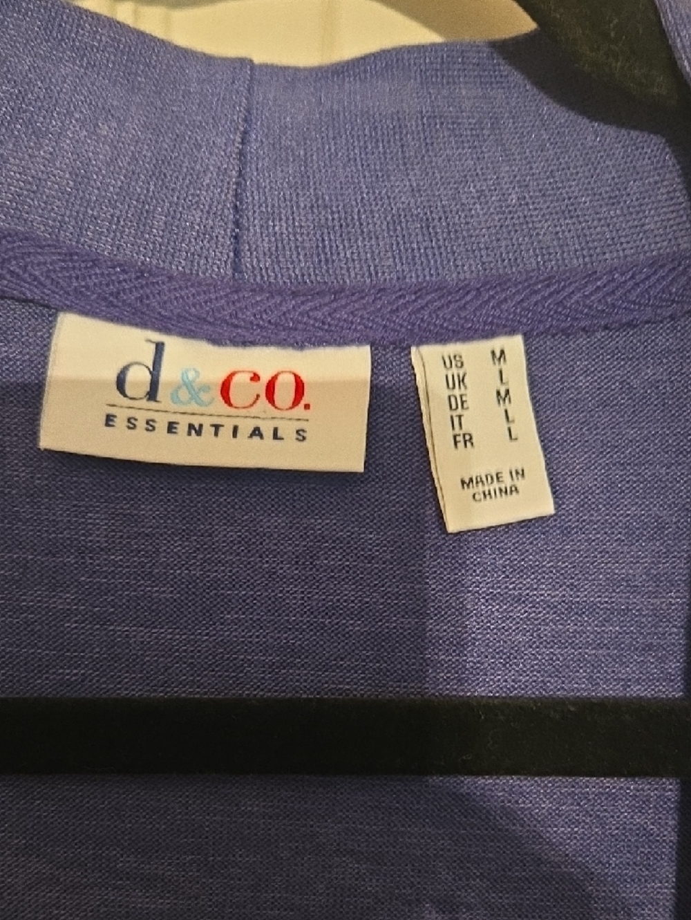 D & CO. Essentials Open-Front Cardigan - Blue Ruffled Flare Back Medium - Picture 2 of 3